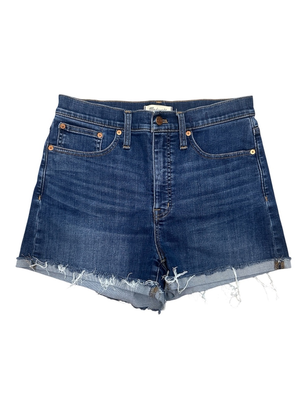 Madewell High rise Dark Blue Distressed Denim Cutoff Shorts
